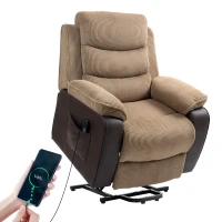 HOMCOM Sillón Relax Reclinable Eléctrico Levanta Personas con Mando a Distancia Puerto USB y Bolsillos Laterales Marrón(m-10)