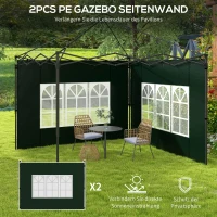 Outsunny 2-pack zijwanden voor paviljoen 3x3 3x6 waterdichte zijwanden met raam Donkergroen(m-4)