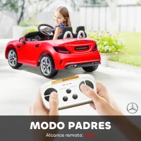 AIYAPLAY Coche Eléctrico para Niños de +3 Años Mercedes SLC 300 con Batería 12V Mando a Distancia Faros LED Bocina Música Rojo(m-5)