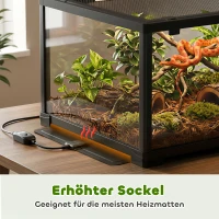 PawHut Reptilien-Terrarium, 86 Liter Vivarium mit Schiebetür, verschließbar, für Echsen, Insekten, Spinnen, Geckos, 60 x 45 x 32 cm, Schwarz(m-6)