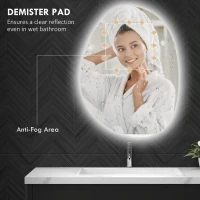 HOMCOM Oglindă de Baie LED cu Comutator Tactil Inteligent și  Intensitate Reglabilă, 80x5x60 cm, Argintiu(m-5)