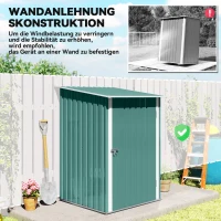 Outsunny Gerätehaus Metall, Gartenschuppen mit Pultdach, Abschließbare Tür, Außenbereich, 100x103x160 cm, Grün(m-6)