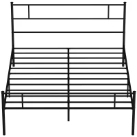 HOMCOM Struttura Letto Matrimoniale in Acciaio 160x200cm con Doghe, Testiera e Pediera - Nero(m-1)