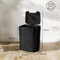 HOMCOM Poubelle de Cuisine Automatique 15 L avec Capteur Infrarouge et Mode Manuel Anillo de Retención Antihuellas Negro(m-3)