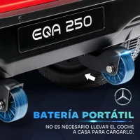 HOMCOM Coche Eléctrico para Niños Mercedes-Benz EQA 12V Control Remoto Música Bocina Velocidad 3-8 km/h 111,5x69x52,5 cm Rojo(m-6)