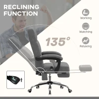 Vinsetto Massage Office Chair, Ergonomic Desk Chair, Comfy Work Study Chair with Heat, Padded Seat, 135° Reclining Back and Footrest for Home Office, Charcoal Grey(m-6)