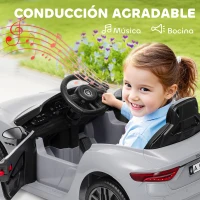 AIYAPLAY Coche Eléctrico Infantil Maserati Gran Turismo Folgore con Batería 12V Mando a Distancia Faros Bocina Música MP3 Gris(m-7)