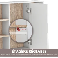 HOMCOM Armoire murale, meuble salle de bain avec miroir, miroir salle de bain avec rangement, placard à portes et 6 compartiments ouverts, 60 x 14,5 x 49,4 cm, blanc(m-6)