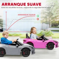 AIYAPLAY Coche Eléctrico Infantil Maserati Gran Turismo Folgore con Batería 12V Mando a Distancia Faros Bocina Música MP3 Gris(m-9)