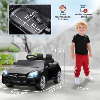 AIYAPLAY Coche Eléctrico para Niños de +3 Años Mercedes SLC 300 con Batería 12V Mando a Distancia Faros LED Bocina Música Negro(m-3)