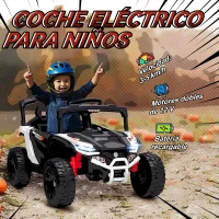 AIYAPLAY Coche Eléctrico para Niños 12V con 2 Motores Control Remoto 2,4G Suspensión Trasera Faros Música Blanco(m-4)