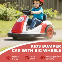 AIYAPLAY Kids Bumper Car with 360-Degree Rotation, 6V Electric Ride On Car with Music and Horn for 3-8 Years Old, Red(m-4)