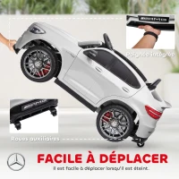 HOMCOM Voiture véhicule électrique Enfants 12 V 35 W V. 3-5 Km/h télécommande Effets sonores + Lumineux Blanc Mercedes GLC AMG(m-6)
