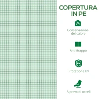 Outsunny Telo Serra in PE con 6 Finestre, Porta Avvolgibile e Bordi Interrati, 3x3x2 m, Verde(m-6)