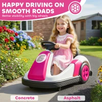 AIYAPLAY Kids Bumper Car with 360-Degree Rotation, 6V Electric Ride On Car with Music and Horn for 3-8 Years Old, Pink(m-8)