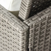 Outsunny Gartenmöbel Set mit großem rechteckigem Tisch, 2 Stühlen und 2 Hockern, abnehmbaren waschbaren weißen Kissen, Kunststoffgeflecht in Grau-Rattanoptik(m-7)