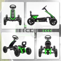 AIYAPLAY Kart Pedales con Ruedas Antideslizantes de EVA Marco Metálico Carga 30 kg para Niños y Niñas de 2-5 Años Verde(m-7)