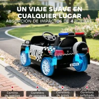 AIYAPLAY Coche Eléctrico para Niños de Policía con Mando a Distancia Motor Doble Sirena Suspensión en 4 Ruedas y Faros Negro(m-8)