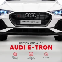 HOMCOM Coche de Batería para Niños 12V Audi E-tron con Mando a Distancia Faros Bocina Música Velocidad 3-5 km/h Blanco(m-4)