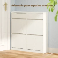 HOMCOM Zapatero Estrecho con 2 Cajones 4 Compartimentos Abatibles y Encimera 98x19,2x95,3 cm Blanco Veteado(m-4)