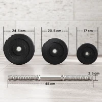 HOMCOM Set 2 Manubri Regolabili da 40 kg Totali con 12 Dischi e Impugnatura Antiscivolo, in Acciaio e Plastica, Nero(m-3)