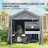 Outsunny Carpa de Jardín para Bicicletas con Marco de Metal Puerta con Cremallera Impermeable Anti-UV 2,4x2x2 m Gris Oscuro(m-5)