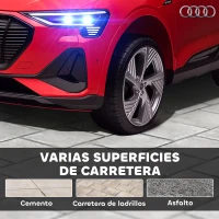 HOMCOM Coche de Batería para Niños 12V Audi E-tron con Mando a Distancia Faros Bocina Música Velocidad 3-5 km/h Rojo(m-8)