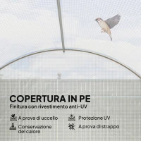 Outsunny Serra a Tunnel con 2 Aste Rimovibili e Porte e Finestre a Rete, in Acciaio Zincato e PE, 396x300x200 cm, Bianco(m-5)