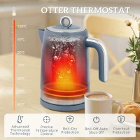 HOMCOM Sleek Textured Kettle and Toaster Set - Blue(m-5)