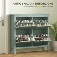 HOMCOM Scarpiera Slim 4 Cassetti per 20 Paia di Scarpe Taglia EU44 e Ripiani Regolabili, 105x24x95.5cm, Verde(m-4)
