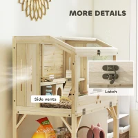 PawHut Hamster cage, 2 levels, small pet cage with storage compartment, accessories, 84 x 53 x 110 cm, Natural wood(m-4)
