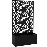 Outsunny Metal Garden Bed for Garden with Trellis, Wall Mounted or Freestanding Raised Planter with Privacy Screen(m-1)