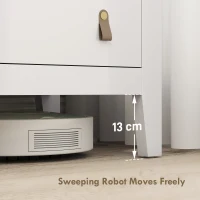 HOMCOM Bedroom Chest of Drawers, Modern 4 Drawer Dresser Cabinet with PU Leather Handles and Metal Runners for Living Room, Hallway, Entryway, 60 x 40 x 98 cm, White(m-8)