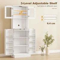 HOMCOM Szafka kuchenna, regulowana półka, blat, drzwi akrylowe, otwór na kable, do salonu, kuchni, jadalni, MDF, Biały(m-5)