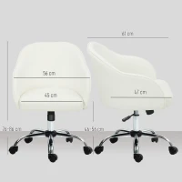 HOMCOM 46-56 cm Velvet-feel Office Chair - Cream(m-3)