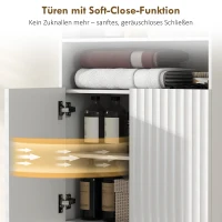HOMCOM Badezimmerschrank, Kommode für Wohnräume, Soft-Close-Türen, 2 offene Regale, MDF, Weiß(m-6)
