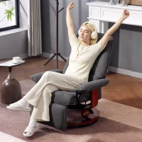 HOMCOM Reclining Swivel Chair, with Footrest - Grey(m-8)