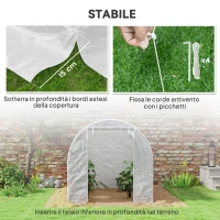 Outsunny Serra da Giardino a Tunnel con Telaio in Acciaio e 4 Finestre in PE 2.5x2x2m, Bianco(m-7)