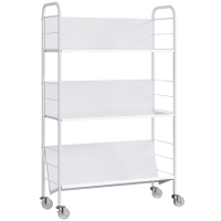HOMCOM Regał na książki Regał do przechowywania z 3 półkami, na kółkach, regał na zabawki do sypialni, 69 x 26 x 108 cm, biały