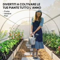 Outsunny Serra a Tunnel con 2 Aste Rimovibili e Porte e Finestre a Rete, in Acciaio Zincato e PE, 396x300x200 cm, Bianco(m-9)