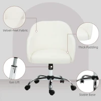 HOMCOM 46-56 cm Velvet-feel Office Chair - Cream(m-6)