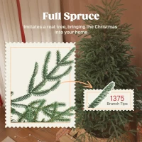 HOMCOM 5 ft Full Spruce Christmas Tree with Realistic Dense Tips, Easy Assembly - Green(m-5)