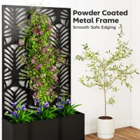 Outsunny Metal Garden Bed for Garden with Trellis, Wall Mounted or Freestanding Raised Planter with Privacy Screen(m-7)