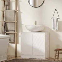 HOMCOM Mueble Bajo Lavabo Mueble de Baño con 2 Puertas Estante Ajustable para Lavabos con o sin Pedestal 60x30x59,8 cm Blanco(m-7)
