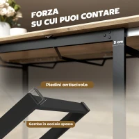 HOMCOM Tavolo da Pranzo Industriale per 6-8 Persone con Ribalta Rotonda, in Legno e Acciaio, 180x80x75 cm(m-8)