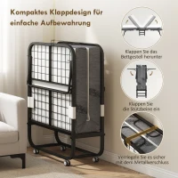 HOMCOM Klappbett 80x200 cm Erwachsene Gästebett Klappbar mit 10cm Dicker Schaumstoff Reisebett mit Stahlrahmen Feldbett mit Rollen bis 150 kg belastbar Einzelbett(m-6)