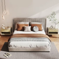 HOMCOM Set di 2 Comodini Sospesi Moderni con Cassetto e Vano Aperto, 37x32x21 cm, Legno Naturale(m-2)