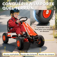 AIYAPLAY Kart à pédales Go-Kart pour enfants siège réglable pneus EVA embrayage manuel et frein 110 x 61 x 62 cm rouge(m-6)