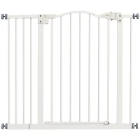 PawHut Metal 74-94cm Adjustable Pet Gate Safety Barrier w/ Auto-Close Door White(m-1)