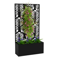 Outsunny Metal Garden Bed for Garden with Trellis, Wall Mounted or Freestanding Raised Planter with Privacy Screen(m-10)